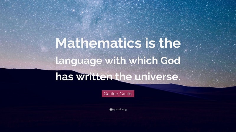 Imagen con frase: "Las matemáticas son el lenguaje con el que Dios ha escrito el universo"