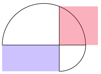 Imagen acertijo matemático de áreas y semicírculos