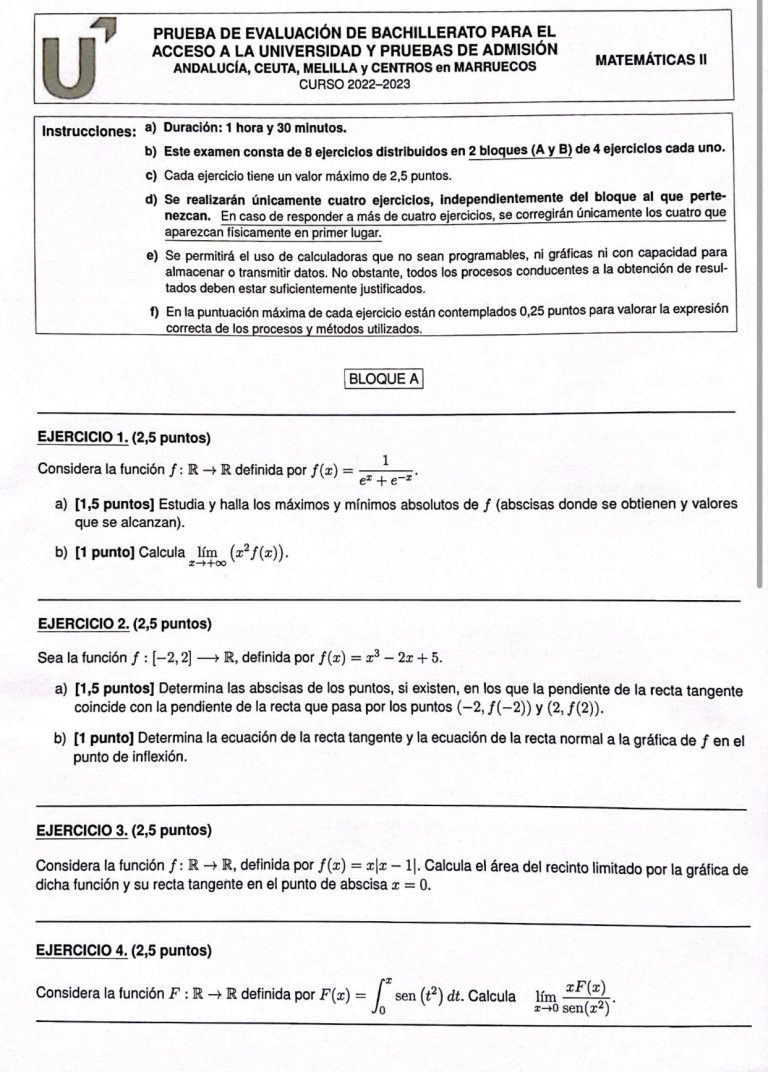 Examen Matemáticas Andalucía Junio 2023 Resuelto Selectividad [PEvAU] 2
