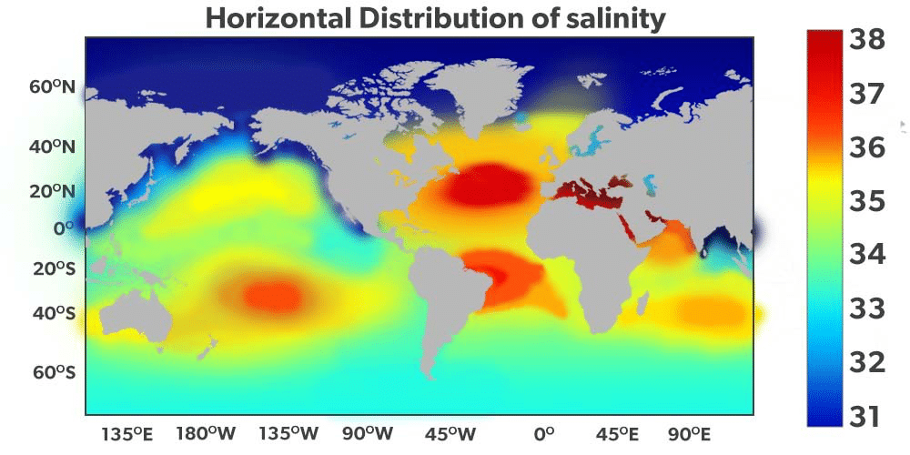Mapa de salinidad mundial